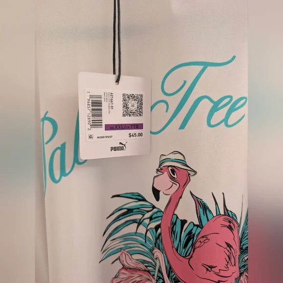 Puma White Golf Tee with Flamingo - Picture 4 of 6